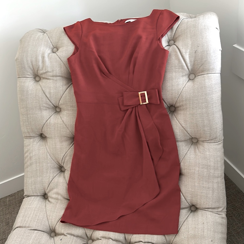 Rust colored dress size 10 cap sleeve